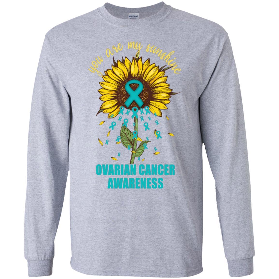 You Are My Sunshine Ovarian Cancer Awareness-T-Shirt & Hoodie-Long Sleeve T-Shirt-Sport Grey