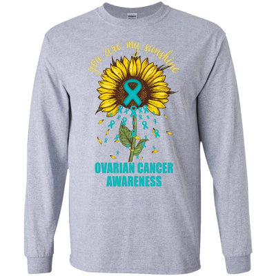 You Are My Sunshine Ovarian Cancer Awareness-T-Shirt & Hoodie-Long Sleeve T-Shirt-Sport Grey