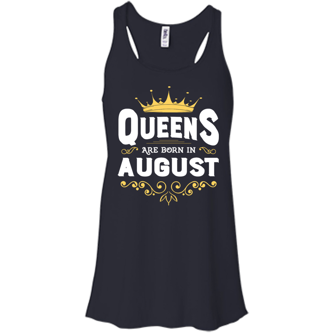 Queens Are Born In August-T-Shirt & Hoodie-Women's Flowy Racerback Tank-Midnight