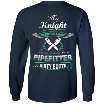 Turns Out To Be A PIPEFITTER In Dirty Boots-T-Shirt & Hoodie-Long Sleeve T-Shirt-Navy