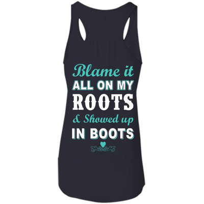 SHOWED UP IN BOOTS-T-Shirt & Hoodie-Women's Flowy Racerback Tank-Midnight