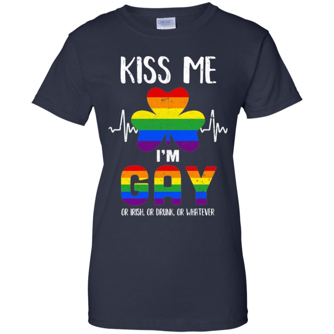 Kiss Me I'm Gay Or Irish Or Drunk St Patrick's Day-T-Shirt & Hoodie-Women's T-Shirt-Navy
