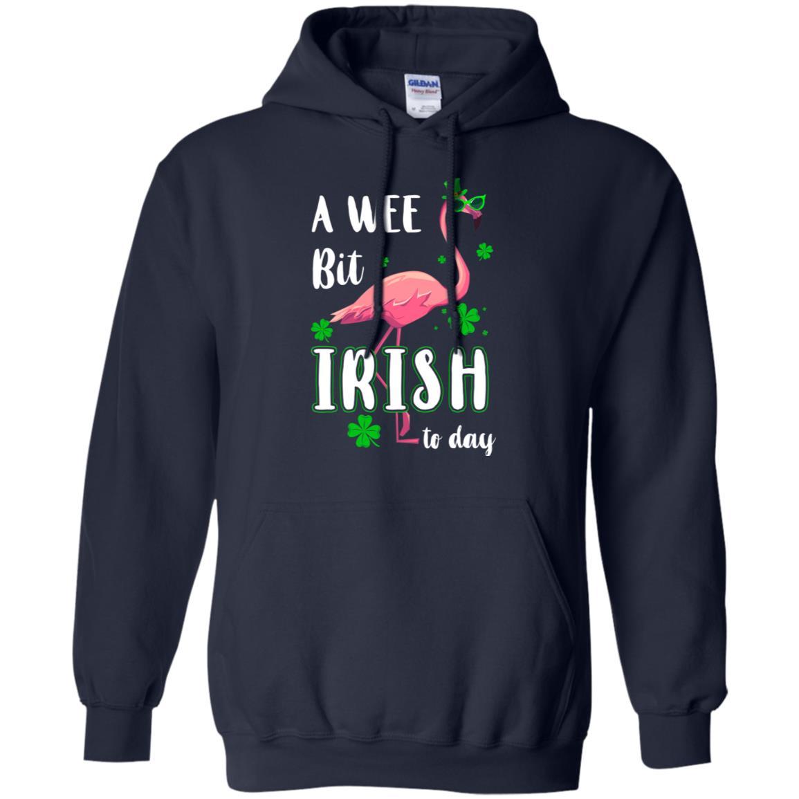 A Wee Bit Irish Today Green Flamingo St Patrick's Day-T-Shirt & Hoodie-Pullover Hoodie-Navy