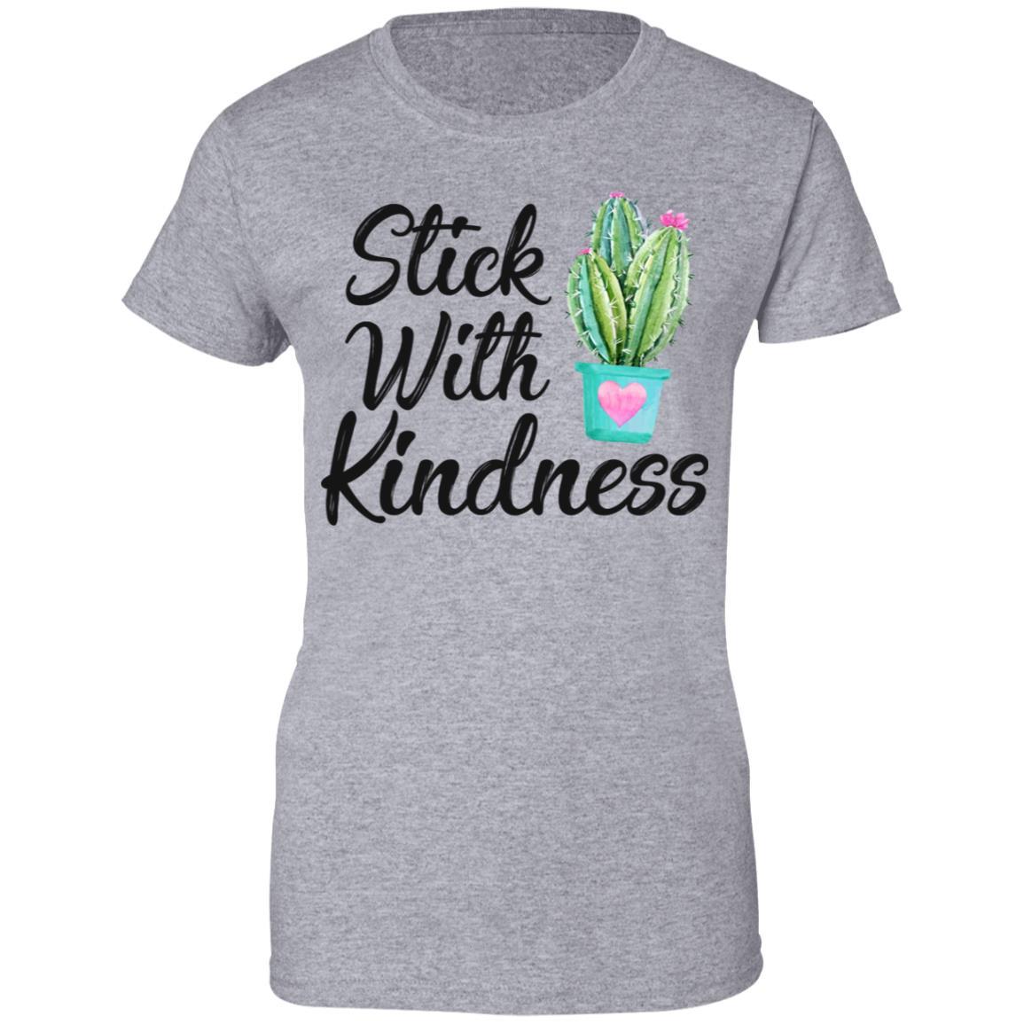 Stick With Kindness Teacher Students Gift-T-Shirt & Hoodie-Women's T-Shirt-Sport Grey