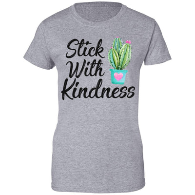 Stick With Kindness Teacher Students Gift-T-Shirt & Hoodie-Women's T-Shirt-Sport Grey