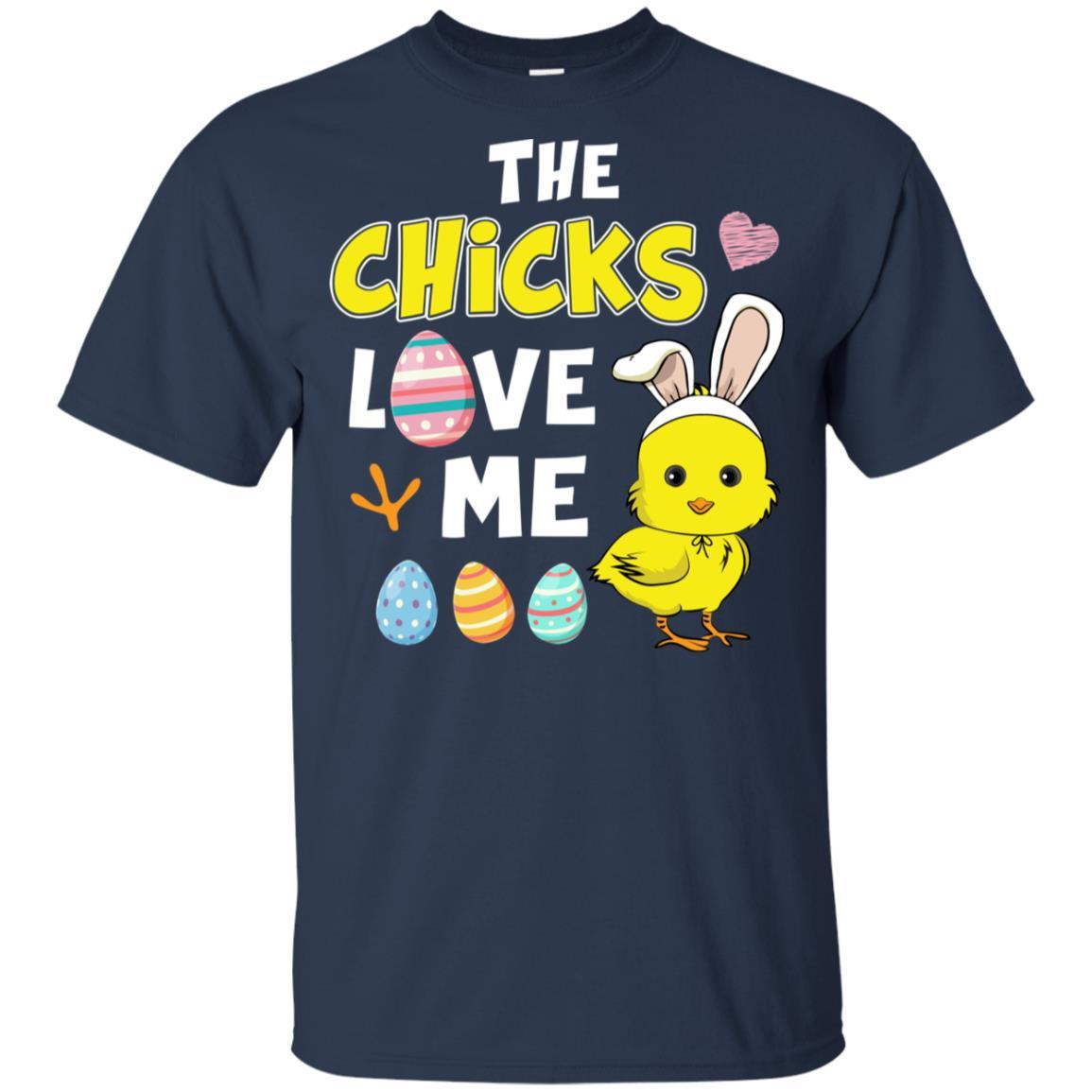 Happy Easter Funny Chick Bunny Ears With Egg Youth-Youth Shirt-Youth T-Shirt-Navy