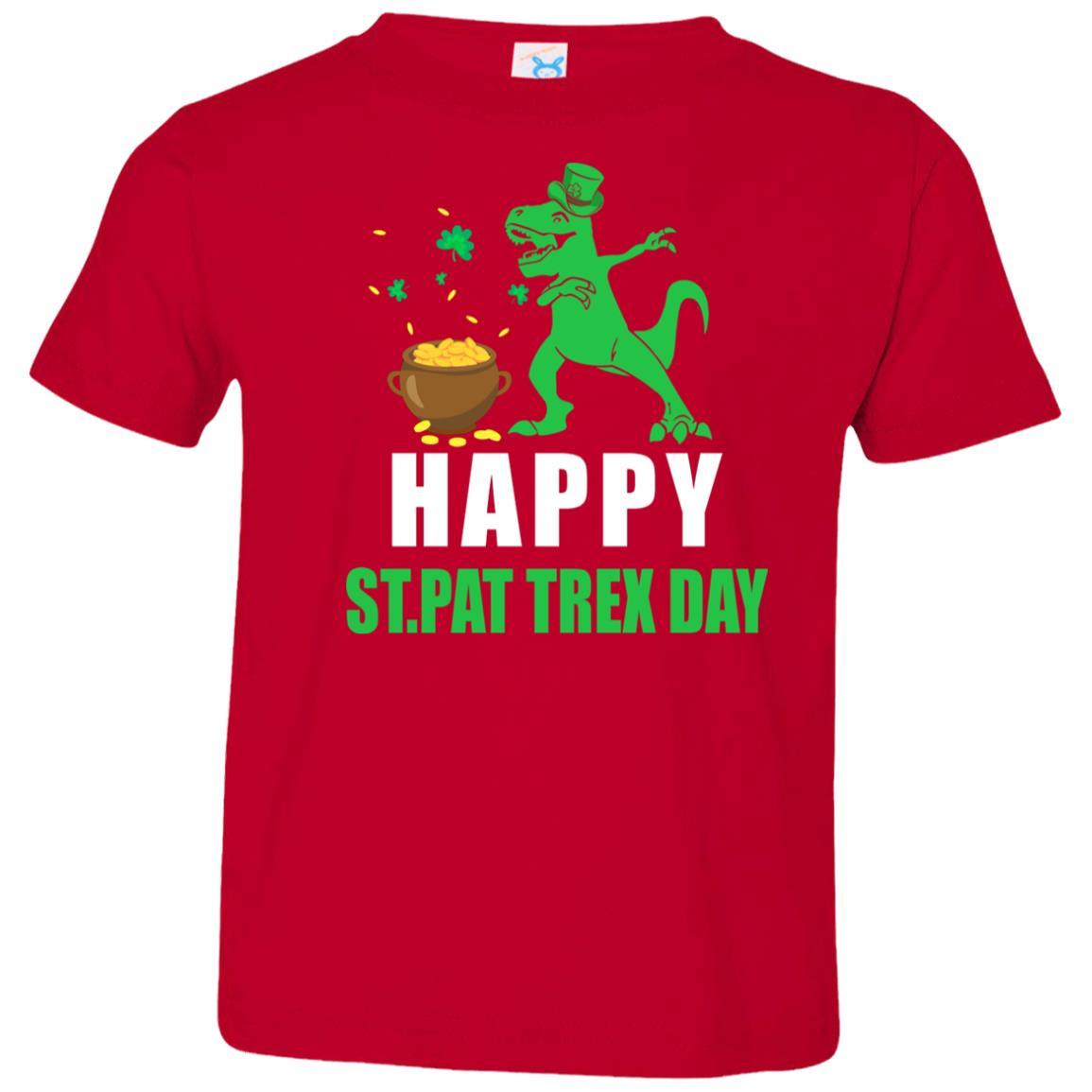Happy St Pat T-Rex Day Dinosaur St Patrick's Day Youth-Youth Shirt-Toddler T-Shirt-Red