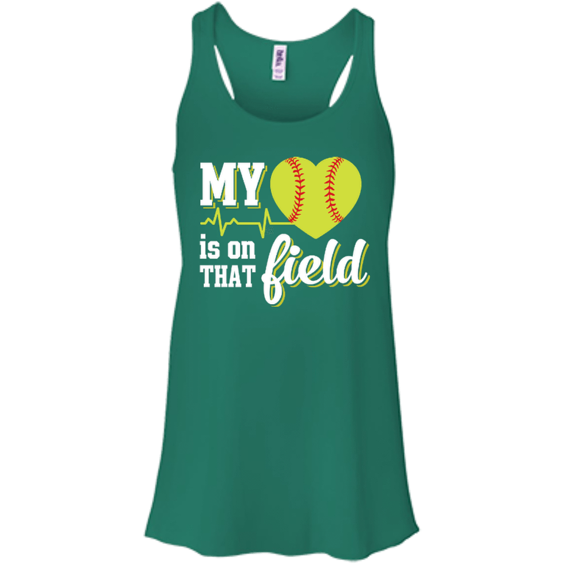 My Heart Is On That Field Softball-T-Shirt & Hoodie-Women's Flowy Racerback Tank-Kelly