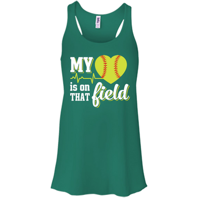 My Heart Is On That Field Softball-T-Shirt & Hoodie-Women's Flowy Racerback Tank-Kelly