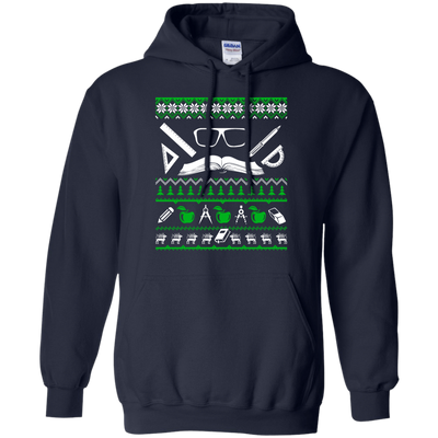 Teacher Christmas Sweater-T-Shirt & Hoodie-Pullover Hoodie-Navy