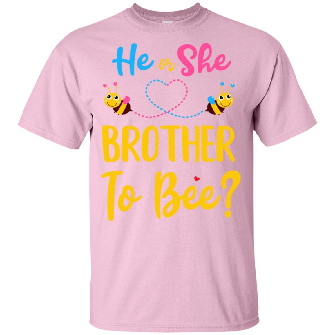Gender Reveal Pink Blue What Will It Bee He Or She Brother Youth-Youth Shirt-Youth T-Shirt-Light Pink