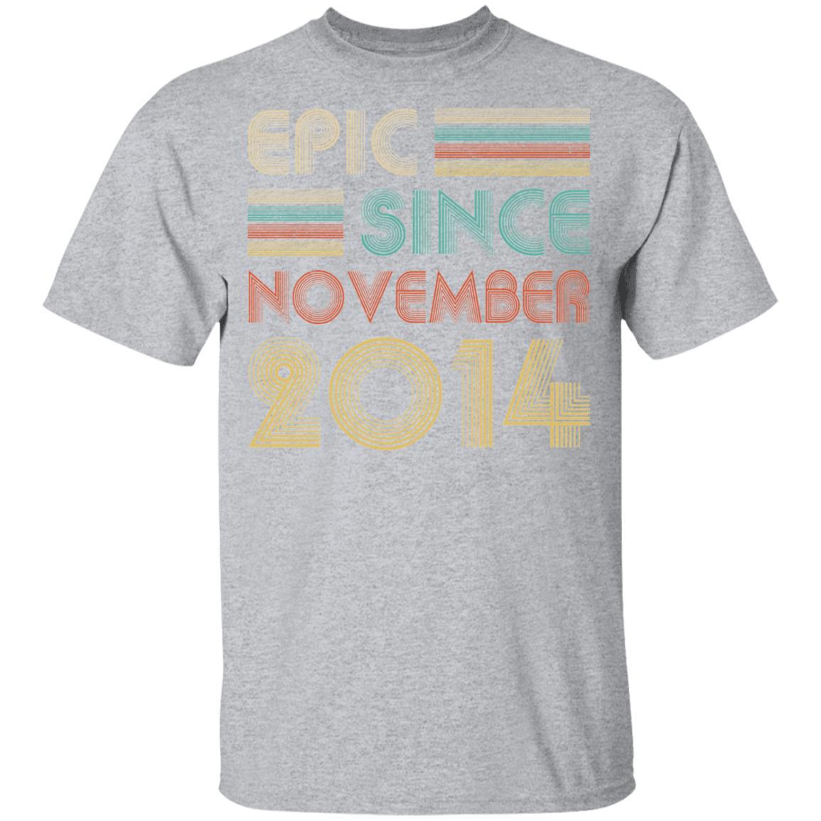 Epic Since November 2014 Vintage 7th Birthday Gifts Youth-Youth Shirt-Youth T-Shirt-Sport Grey