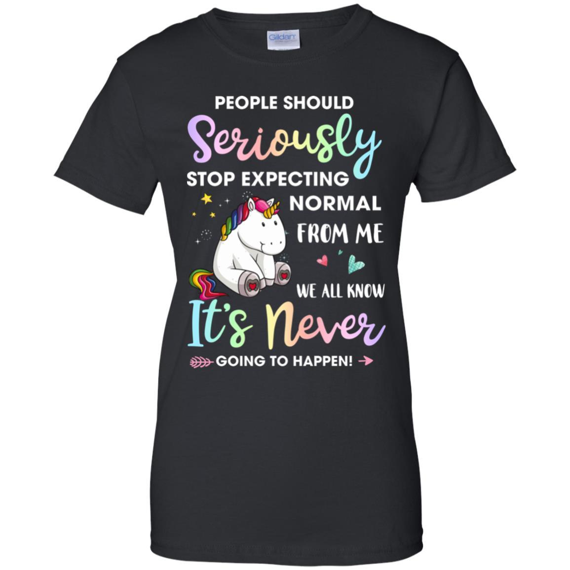 People Should Stop Expecting Normal From Me Unicorn-T-Shirt & Tank Top-Women's T-Shirt-Black