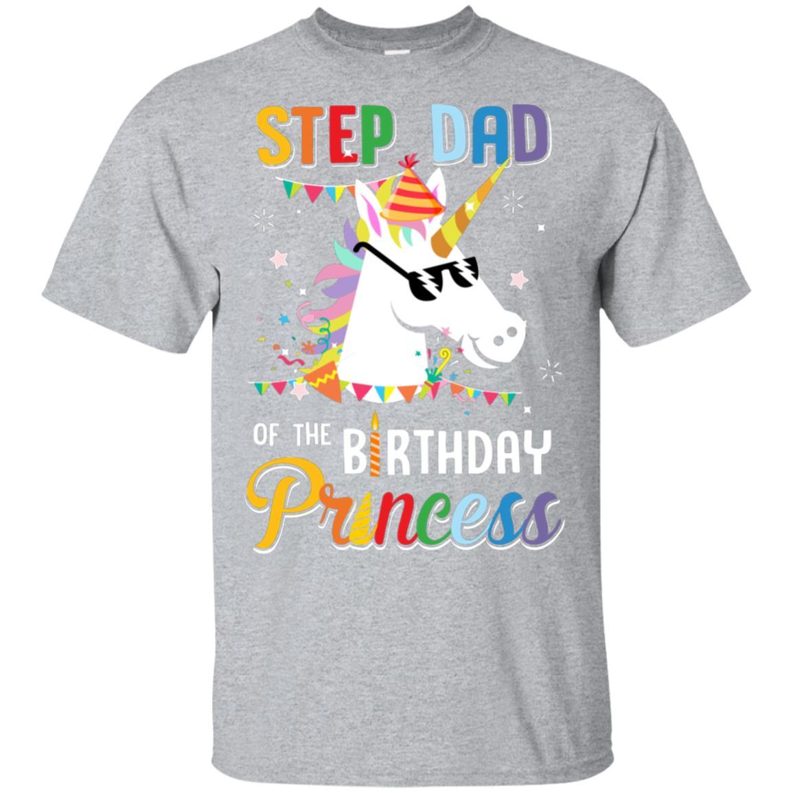 Step Dad Of The Unicorn Birthday Princess-T-Shirt & Hoodie-Classic T-Shirt-Sport Grey