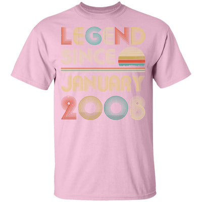 Legend Since January 2008 Vintage 13th Birthday Gifts Youth-Youth Shirt-Youth T-Shirt-Light Pink