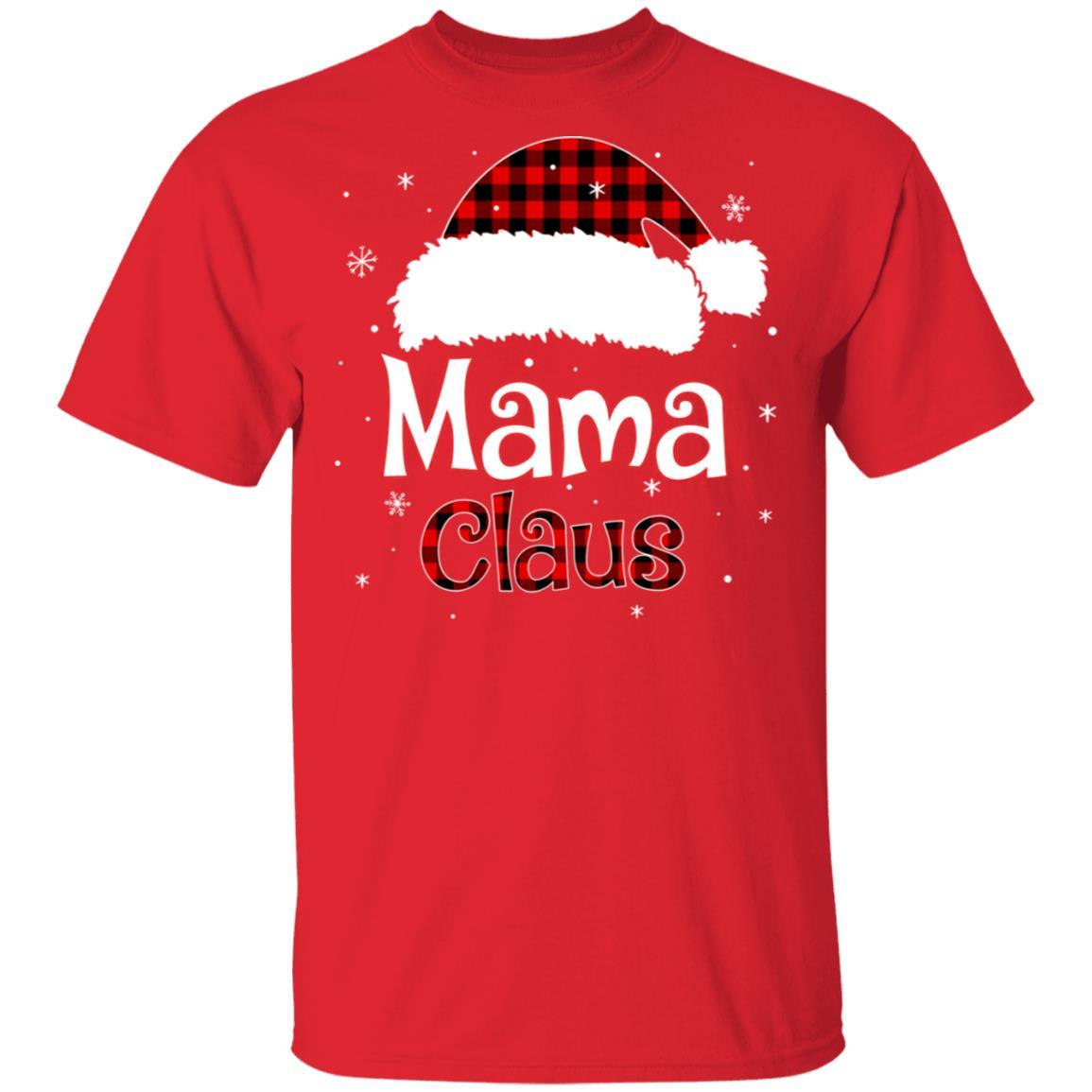 Santa Mama Claus Red Plaid Family Pajamas Christmas Gift-T-Shirt & Sweatshirt-Classic T-Shirt-Red