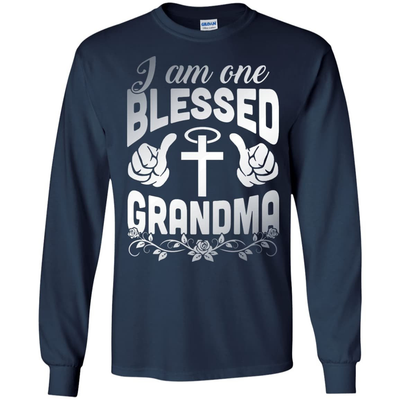 I Am One Blessed Grandma-T-Shirt & Hoodie-Long Sleeve T-Shirt-Navy