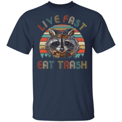 Live Fast Eat Trash Funny Raccoon Vintage-T-Shirt & Hoodie-Classic T-Shirt-Navy