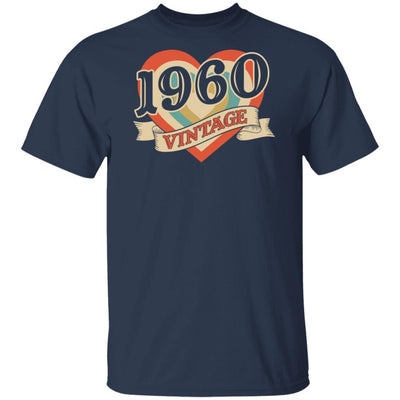 61th Birthday Gifts Classic Retro Heart Vintage 1960-T-Shirt & Tank Top-Classic T-Shirt-Navy