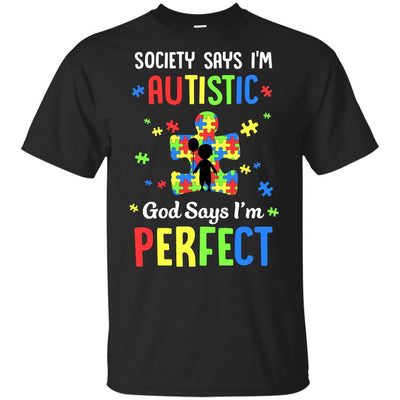 Society Says I Am Autistic God Says I Am Perfect Autism Youth-Youth Shirt-Youth T-Shirt-Black