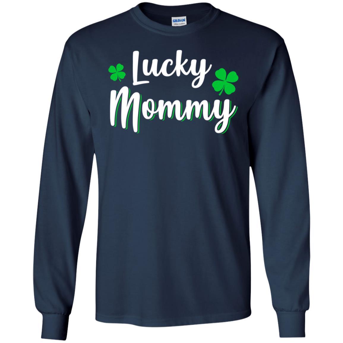 Luckiest Lucky Mommy St Patricks Day-T-Shirt & Hoodie-Long Sleeve T-Shirt-Navy