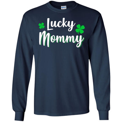 Luckiest Lucky Mommy St Patricks Day-T-Shirt & Hoodie-Long Sleeve T-Shirt-Navy