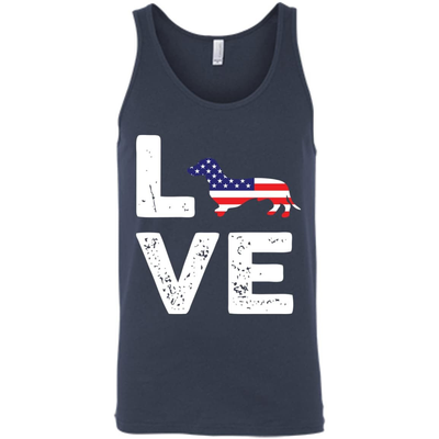 American Flag Dog Wiener Love-T-Shirt & Hoodie-Unisex Tank-Navy