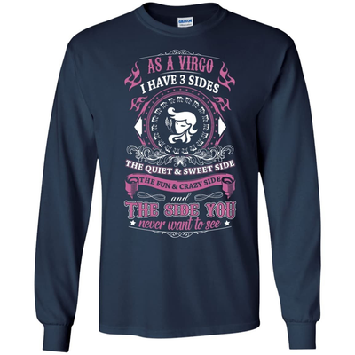 As A Virgo I Have 3 Sides-T-Shirt & Hoodie-Long Sleeve T-Shirt-Navy