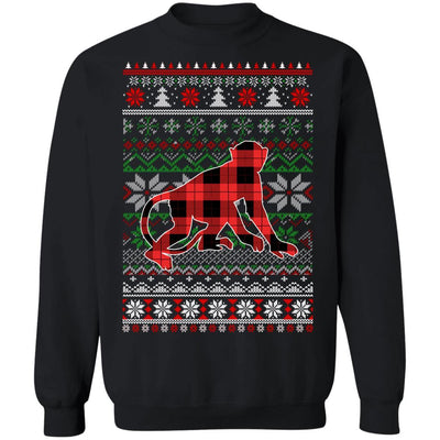 Monkey Red Plaid Ugly Christmas Sweater Funny Gifts-T-Shirt & Sweatshirt-Crewneck Sweatshirt-Black