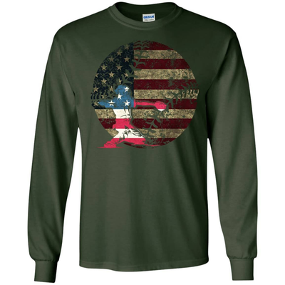 Catcher Baseball America Flag-T-Shirt & Hoodie-Long Sleeve T-Shirt-Forest Green