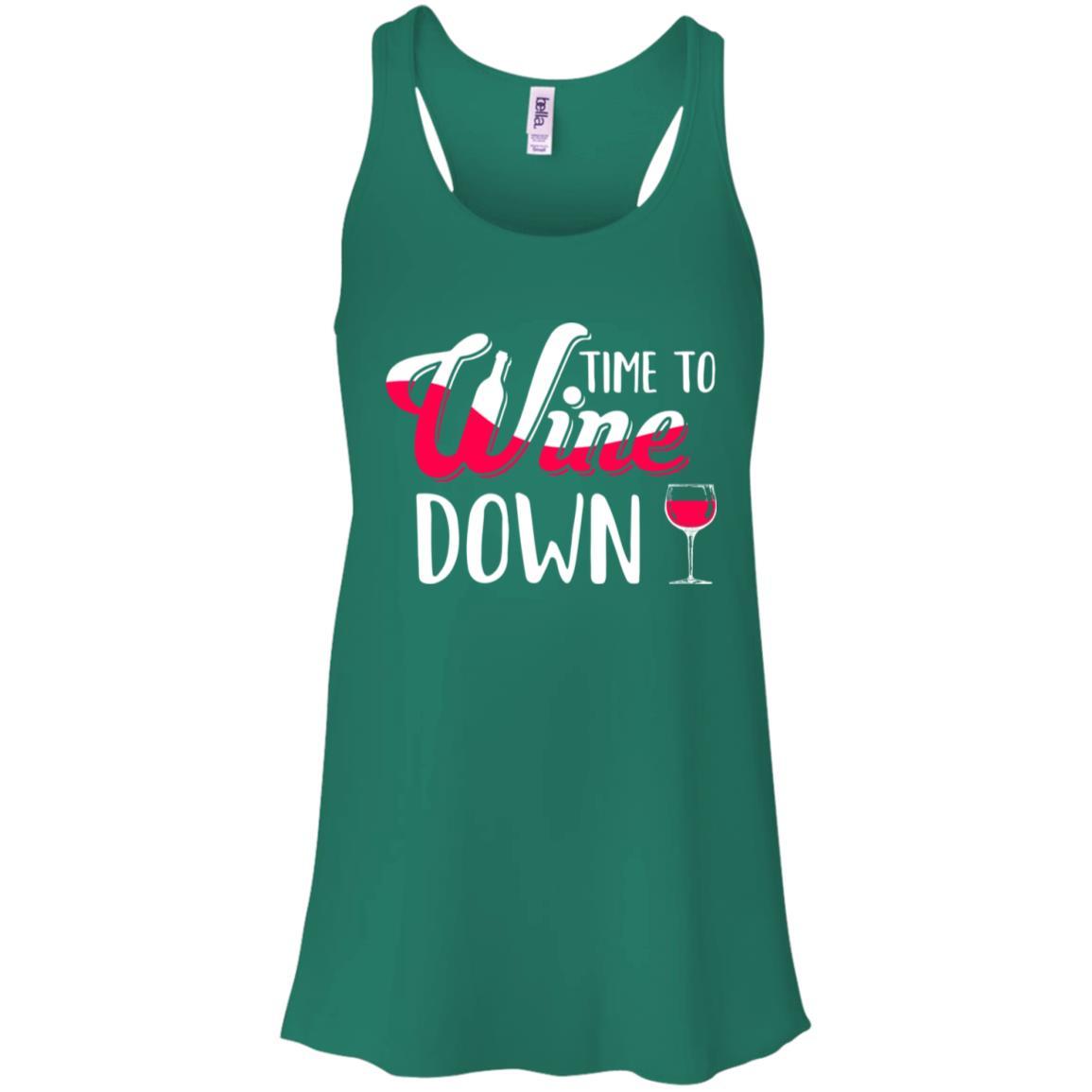 Time To Wine Down Funny Drinking Wine-T-Shirt & Tank Top-Women's Flowy Racerback Tank-Kelly Green