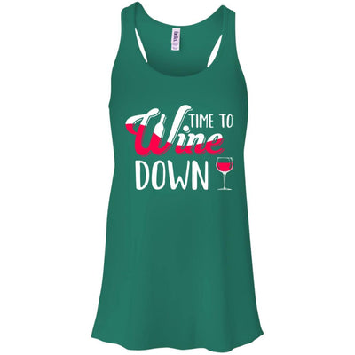 Time To Wine Down Funny Drinking Wine-T-Shirt & Tank Top-Women's Flowy Racerback Tank-Kelly Green