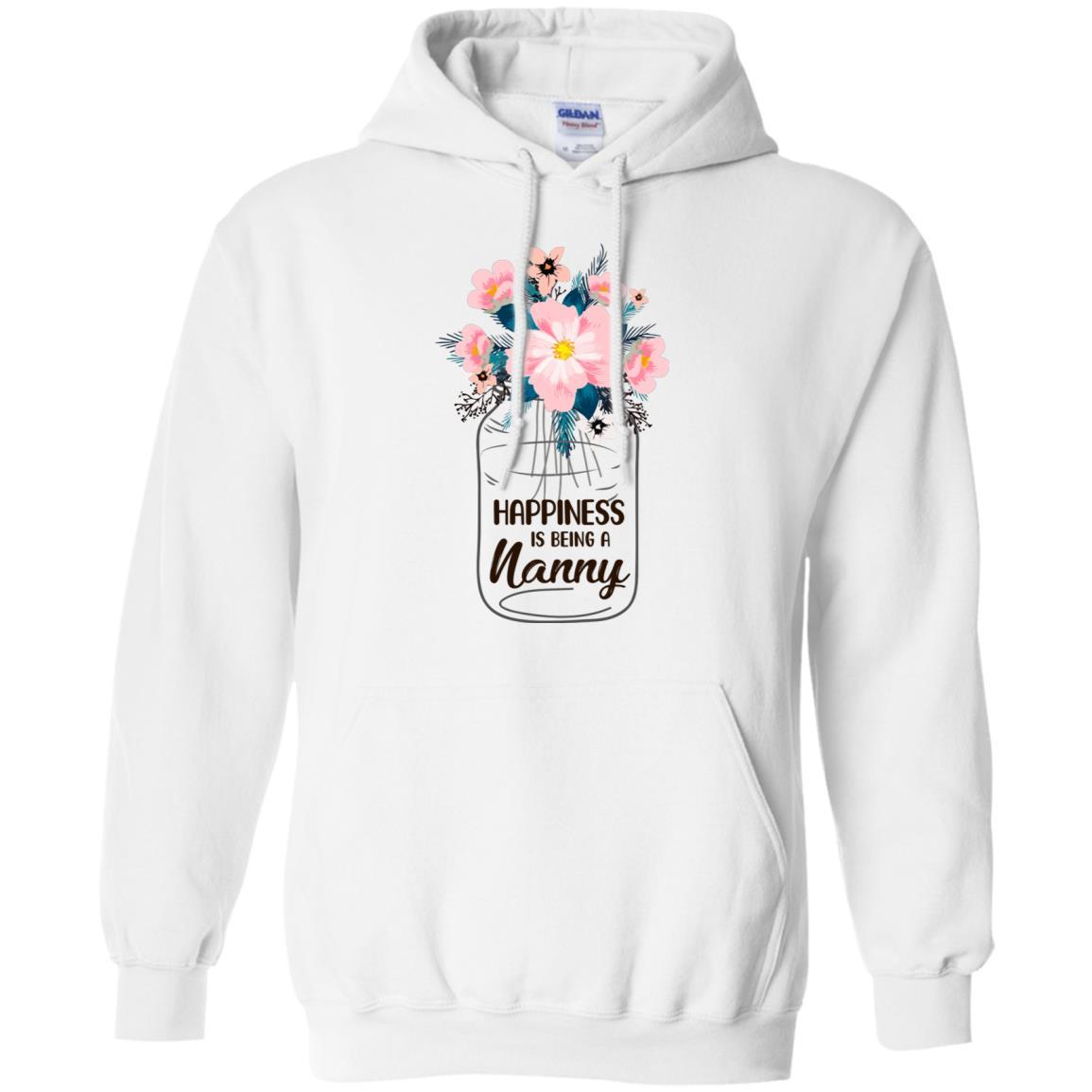 Happiness Is Being Nanny Life Flower Nanny Gifts-T-Shirt & Hoodie-Pullover Hoodie-White