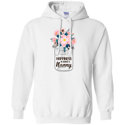 Happiness Is Being Nanny Life Flower Nanny Gifts-T-Shirt & Hoodie-Pullover Hoodie-White