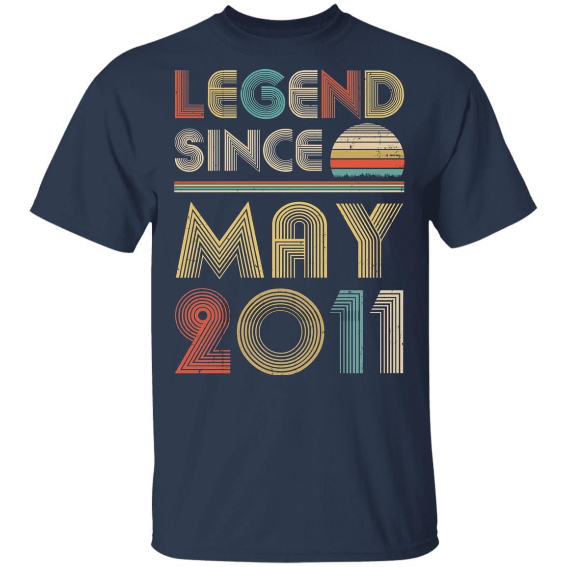 Legend Since May 2011 Vintage 10th Birthday Gifts Youth-Youth Shirt-Youth T-Shirt-Navy
