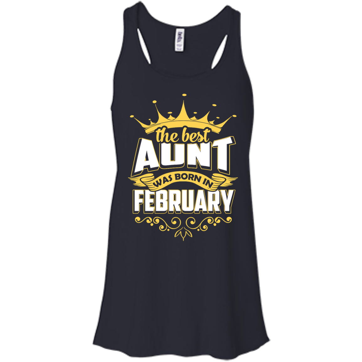 The Best Aunt Was Born In February-T-Shirt & Hoodie-Women's Flowy Racerback Tank-Midnight