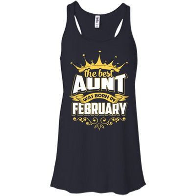 The Best Aunt Was Born In February-T-Shirt & Hoodie-Women's Flowy Racerback Tank-Midnight