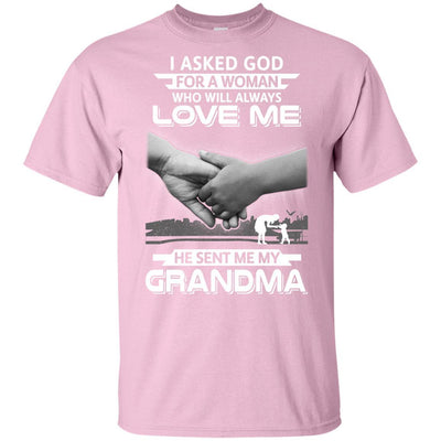 I Asked God For A Woman Who Always Love Me Grandma Youth-Youth Shirt-Youth T-Shirt-Light Pink