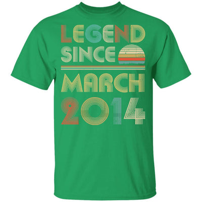 Legend Since March 2014 Vintage 7th Birthday Gifts Youth-Youth Shirt-Youth T-Shirt-Irish Green