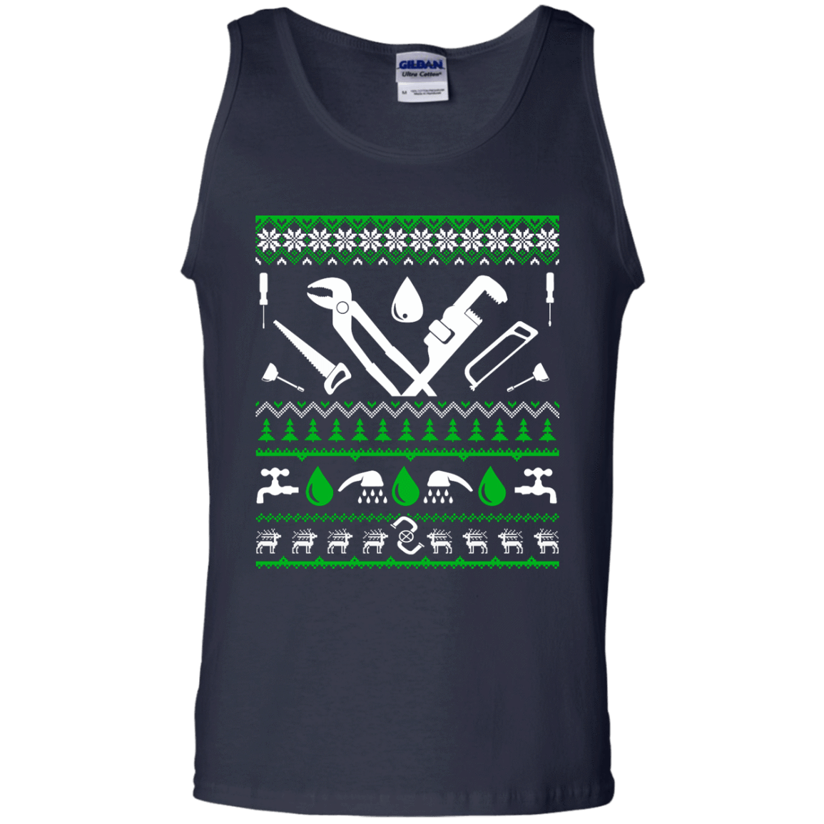Plumber Christmas Sweater-T-Shirt & Hoodie-Unisex Tank-Navy