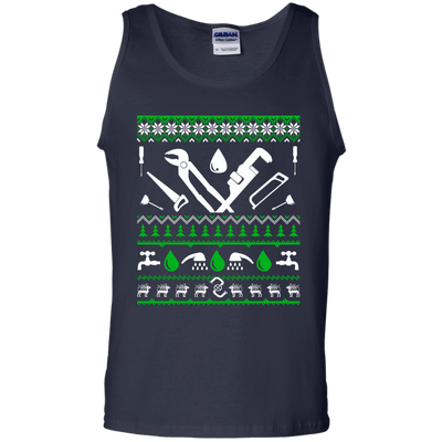 Plumber Christmas Sweater-T-Shirt & Hoodie-Unisex Tank-Navy