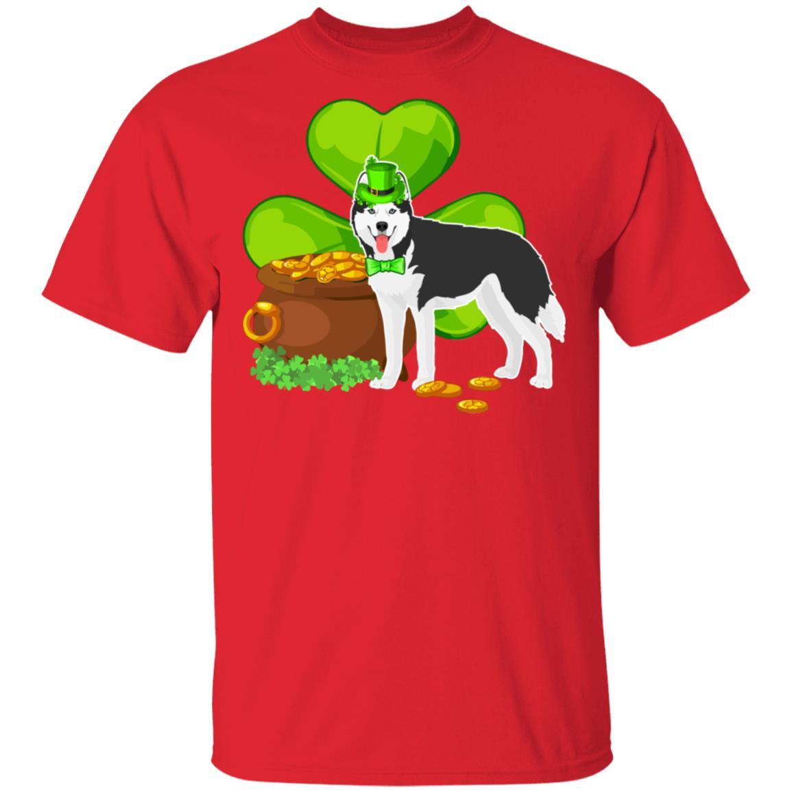 Husky St Patrick's Day Irish Dog Lover Funny Gifts-T-Shirt & Hoodie-Classic T-Shirt-Red