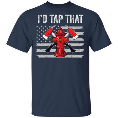 I'd Tap That Firefighter Hydrant US Flag Dad Gift-T-Shirt & Hoodie-Classic T-Shirt-Navy