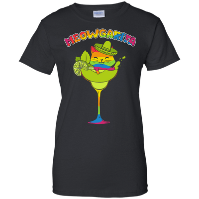 Rainbow Meowgarita Margarita Cat Lover-T-Shirt & Hoodie-Women's T-Shirt-Black