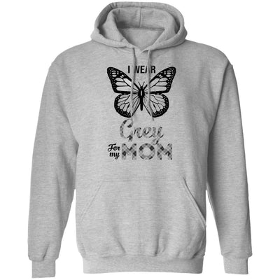 I Wear Grey For My Mom Butterfly Brain Cancer Awareness-T-Shirt & Hoodie-Pullover Hoodie-Sport Grey