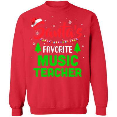 Santa's Favorite Music Teacher Funny Christmas Xmas Gifts-T-Shirt & Sweatshirt-Crewneck Sweatshirt-Red