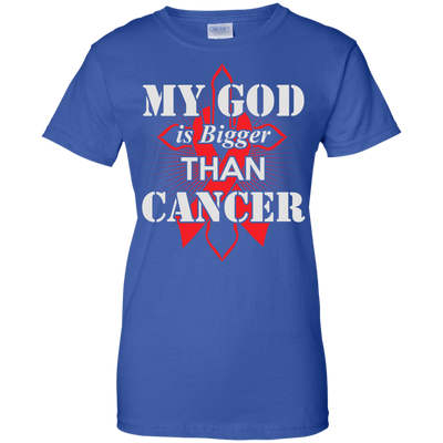 My God Is Bigger Than Cancer Red Awareness Ribbon-T-Shirt & Hoodie-Women's T-Shirt-Royal