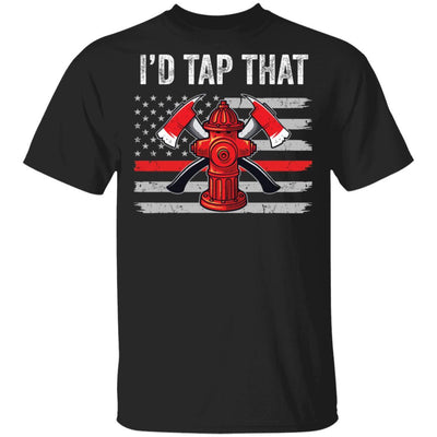 I'd Tap That Firefighter Hydrant US Thin Red Line Flag Dad-T-Shirt & Hoodie-Classic T-Shirt-Black