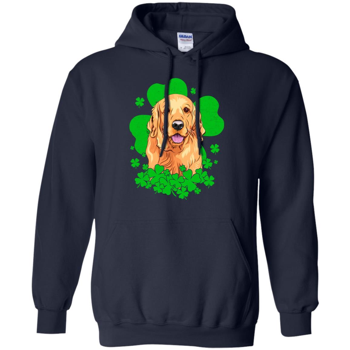 Golden Retriever St. Patrick's Day Clovers-T-Shirt & Hoodie-Pullover Hoodie-Navy