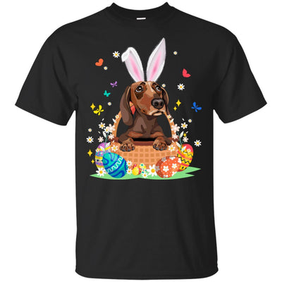 Dachshund Bunny Hat Rabbit Easter Eggs-T-Shirt & Hoodie-Classic T-Shirt-Black